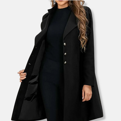 Mantel Damen Wolle Slim Fit Mittellang