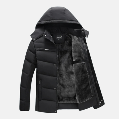 Fleece Pufferjacke Kapuze Bequem Oversized - IdealeKleiden