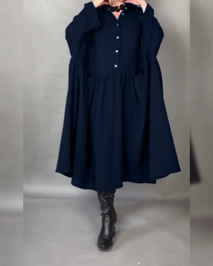 Stilvolles A-Linien Kleid mit Revers und Knöpfen