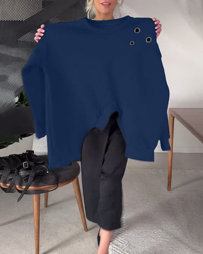 Klassisches Sweatshirt Rundhals Unifarben
