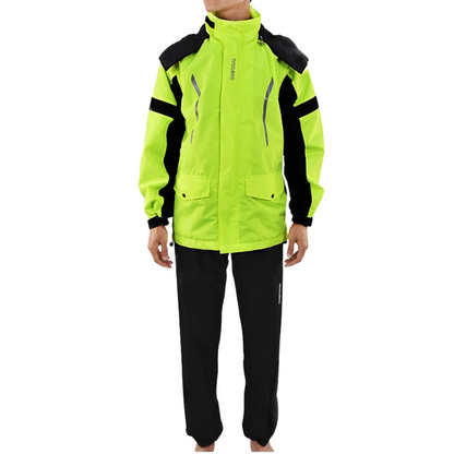 Herren Regenjacke Motorrad Wasserdicht Reflexschwarz