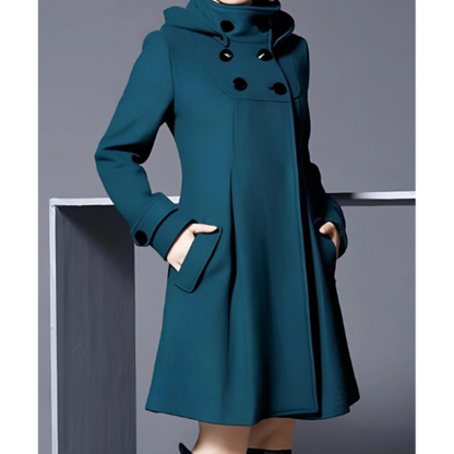 Eleganter Damen Wintermantel Kapuze - IdealeKleiden