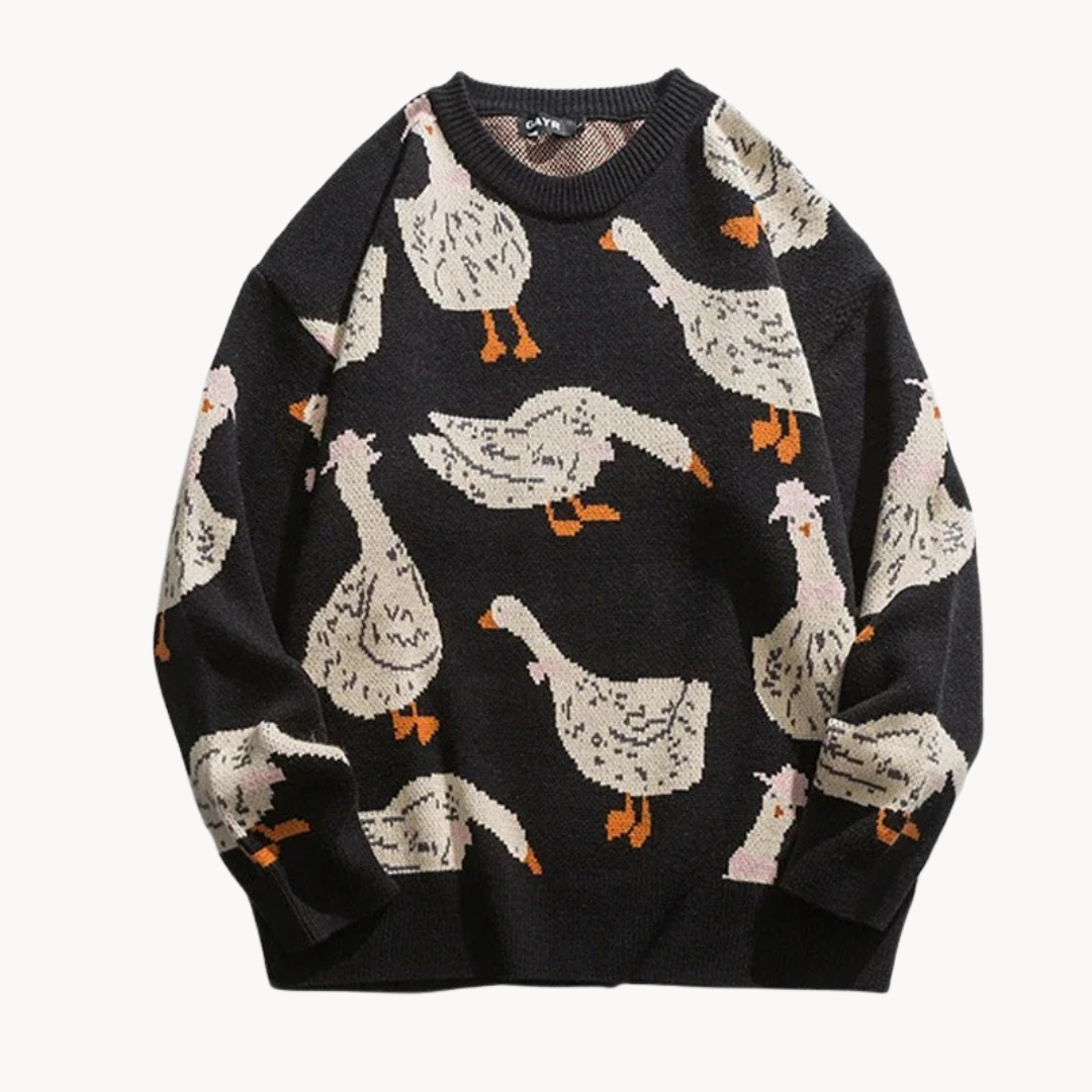 Lässiger Damenpullover mit lustigem Motivdruck - IdealeKleiden