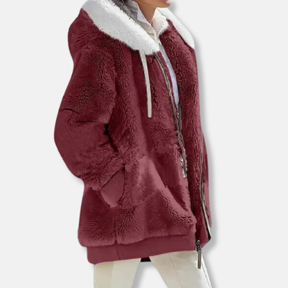 Übergroße Fleecejacke Kapuzenjacke Warm