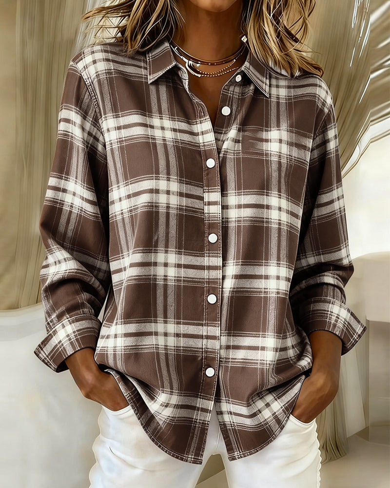 Elegante Bluse Karomuster Rundhals