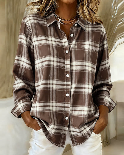 Elegante Bluse Karomuster Rundhals
