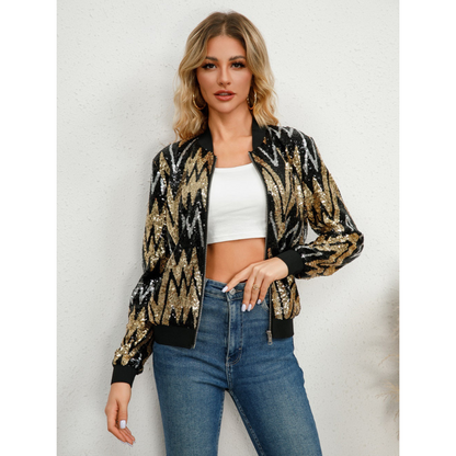 Glitzer Jacke Langarm Pailletten
