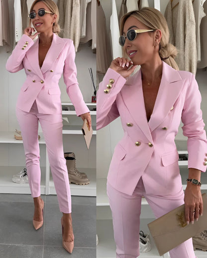 Damen Blazer Set Mit Stylishem Knopf