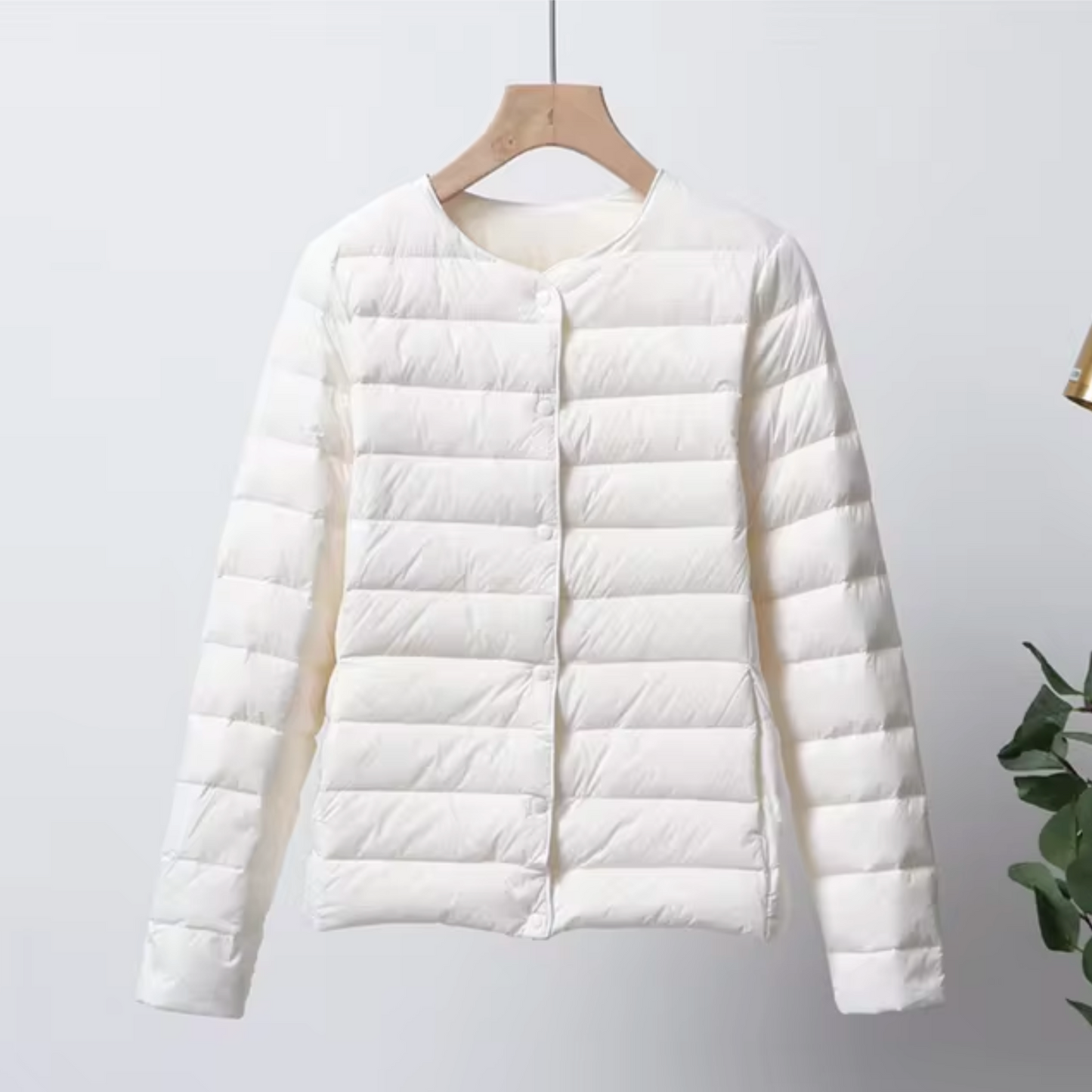 Daunenjacke Damen Slim Fit Leicht Wattierte Kapuzelessen Kurzjacke