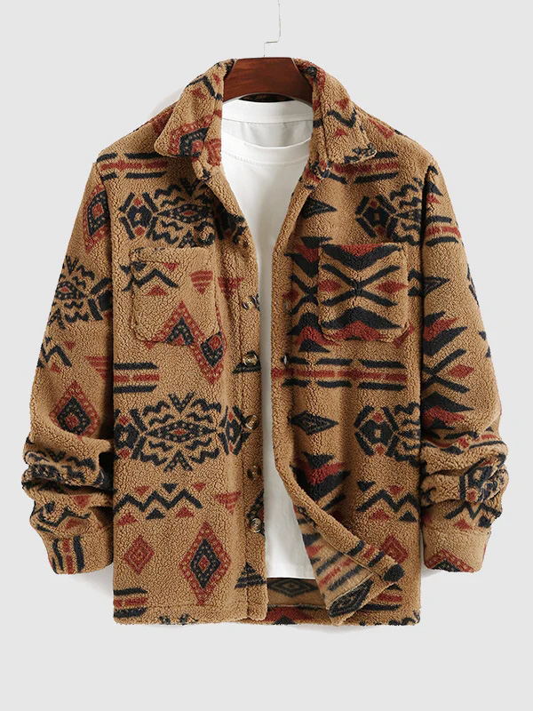 Herren Fleecejacke Retro Ethno Look - IdealeKleiden
