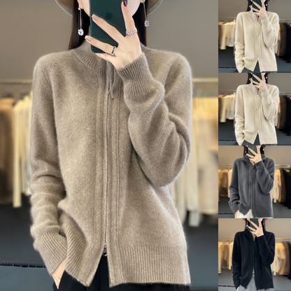 Moderne Strickjacke Reißverschluss Elegant - IdealeKleiden
