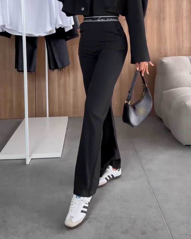 Elegante Damenhoese Schwarz Mit Reißverschluss