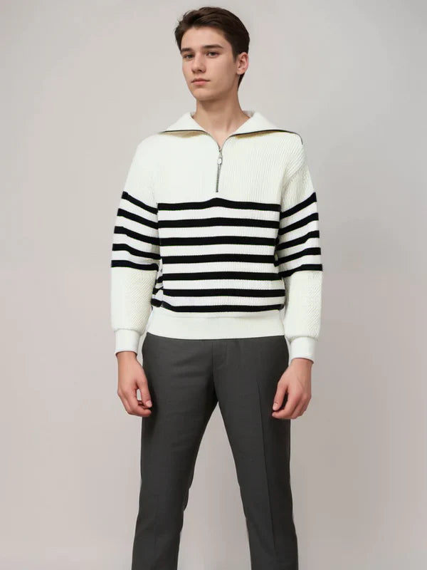 Gestreifter Pullover mit Reißverschluss Modern