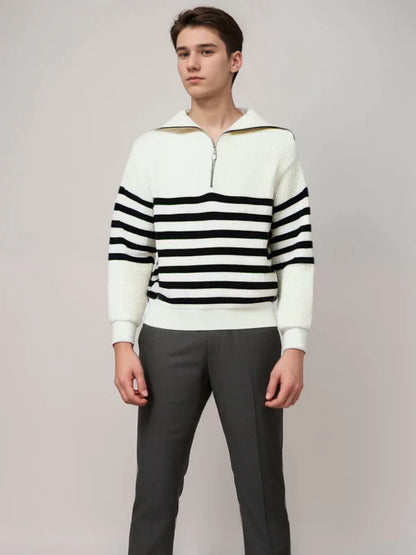 Gestreifter Pullover mit Reißverschluss Modern