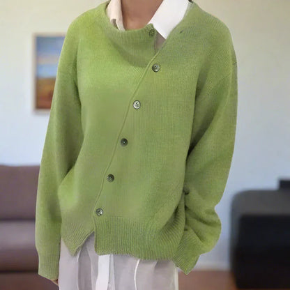 Weiche Strickjacke Damen Diagonale Knöpfe