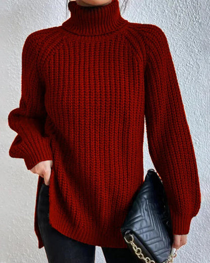 Damen Pullover Herbst Rollkragen Großzügig
