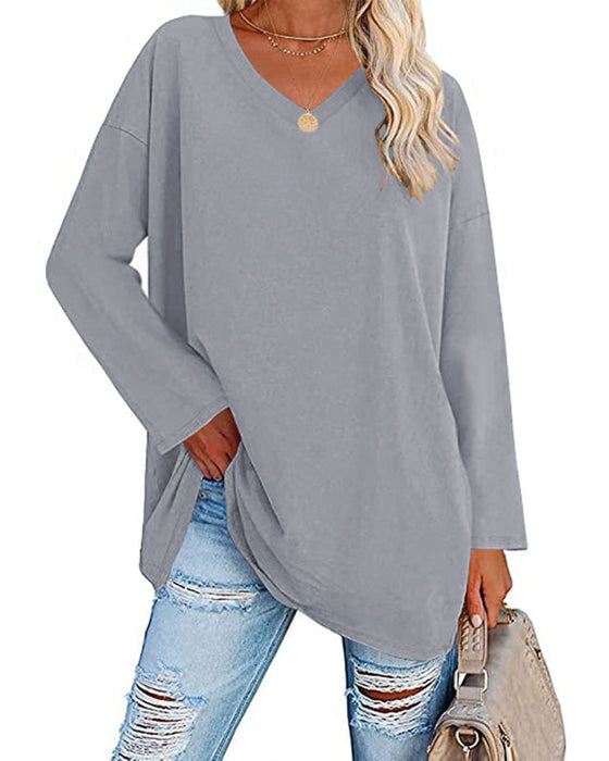 Elegante Damenbluse Langärmlig V-Ausschnitt