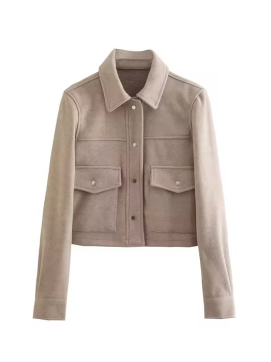 Schicke Damenjacke Mit Knöpfen und Vordertaschen - IdealeKleiden