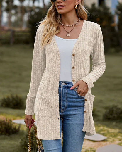 Klassische Strickjacke Lockere Passform mit Knöpfen