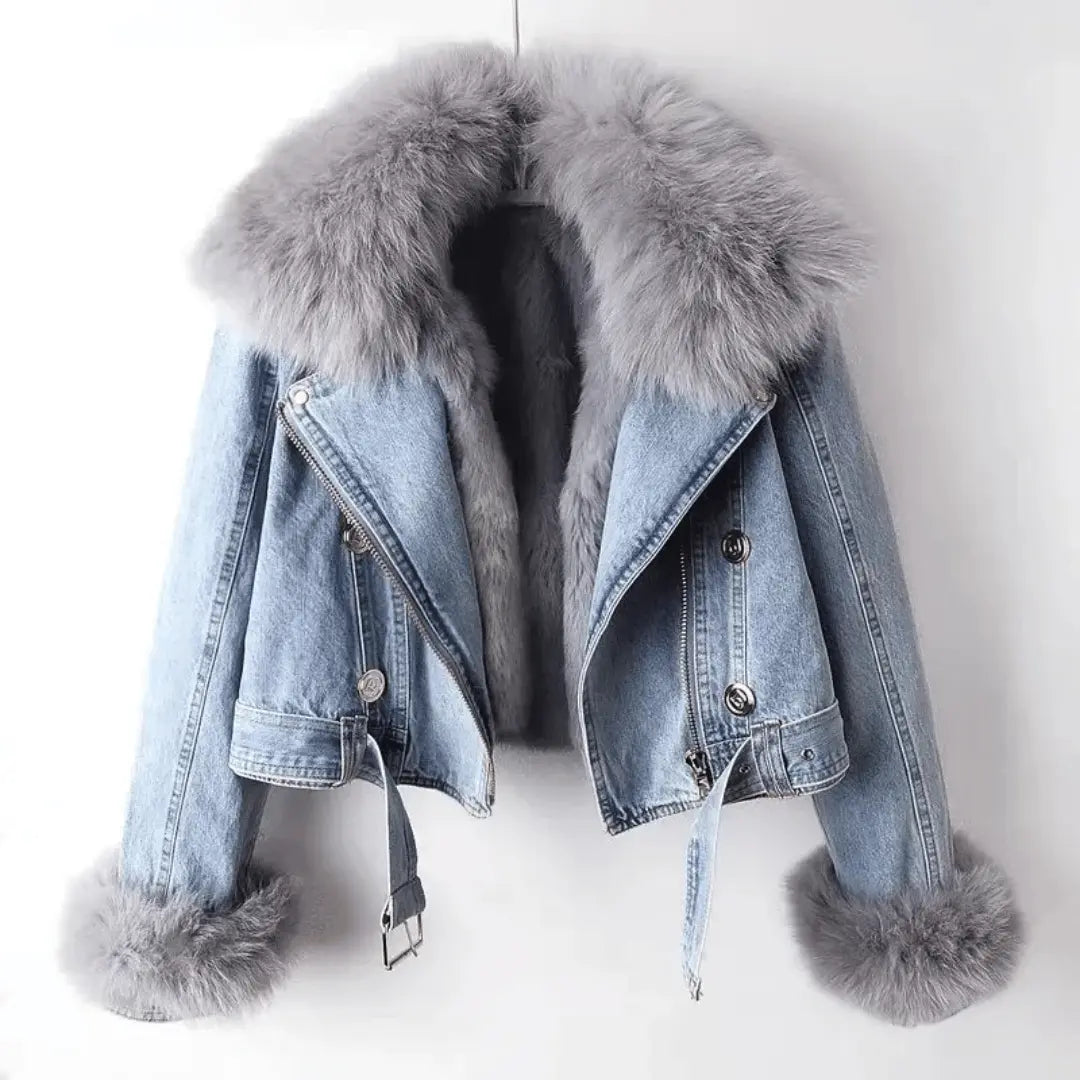 Stylische Denimjacke mit Pelzdetail