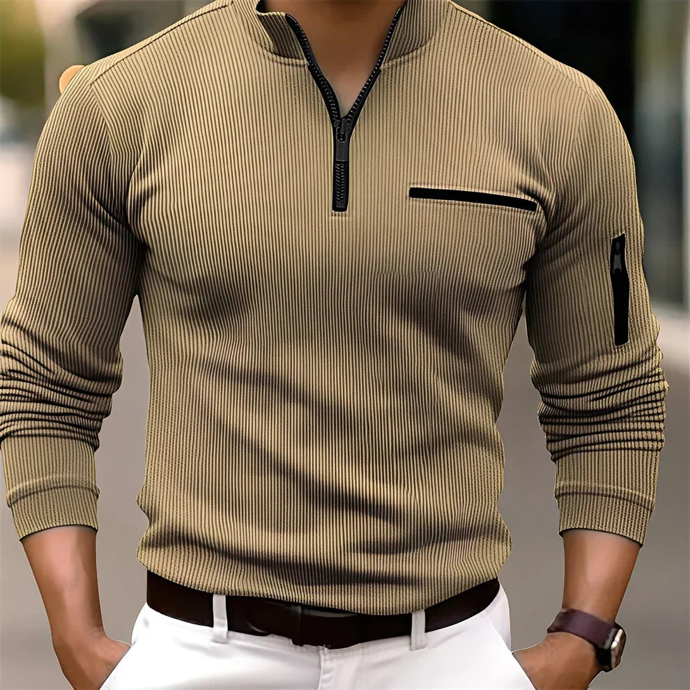 Moderner Streifen Pullover mit Taschen Herren