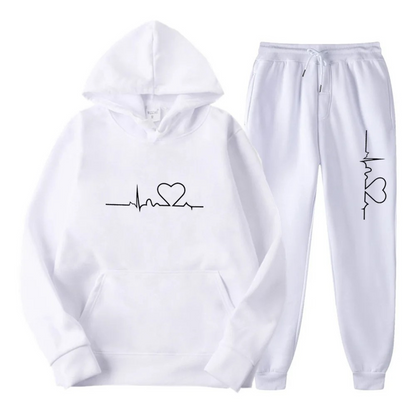 Damen Sportanzug Kapuzenpullover Set mit Logo - IdealeKleiden