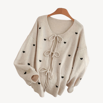 Weicher Damen Cardigan mit Herz Muster