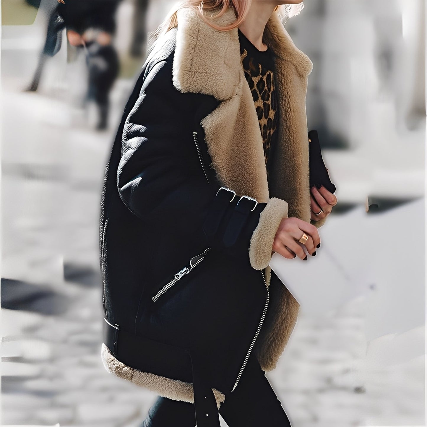 Warme Wolljacke Damen Winter Wildleder Style