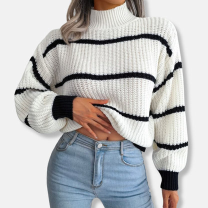 Strickpullover Weich Gestreift Klassisch Lockere Passform