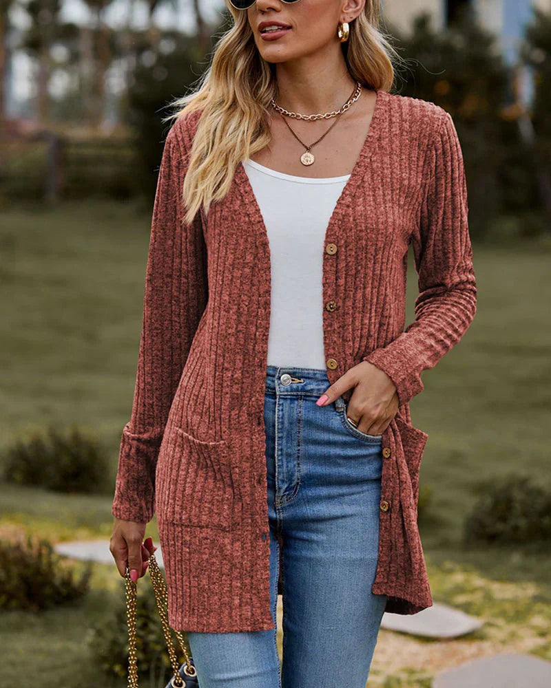 Klassische Strickjacke Lockere Passform mit Knöpfen