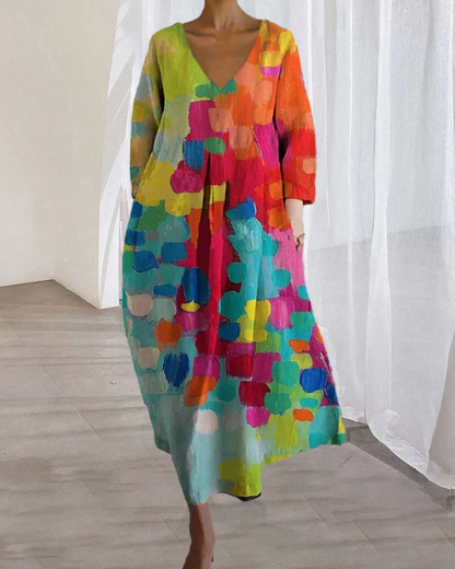 Sommerkleid Frauen Bunt Geblümt Elegant