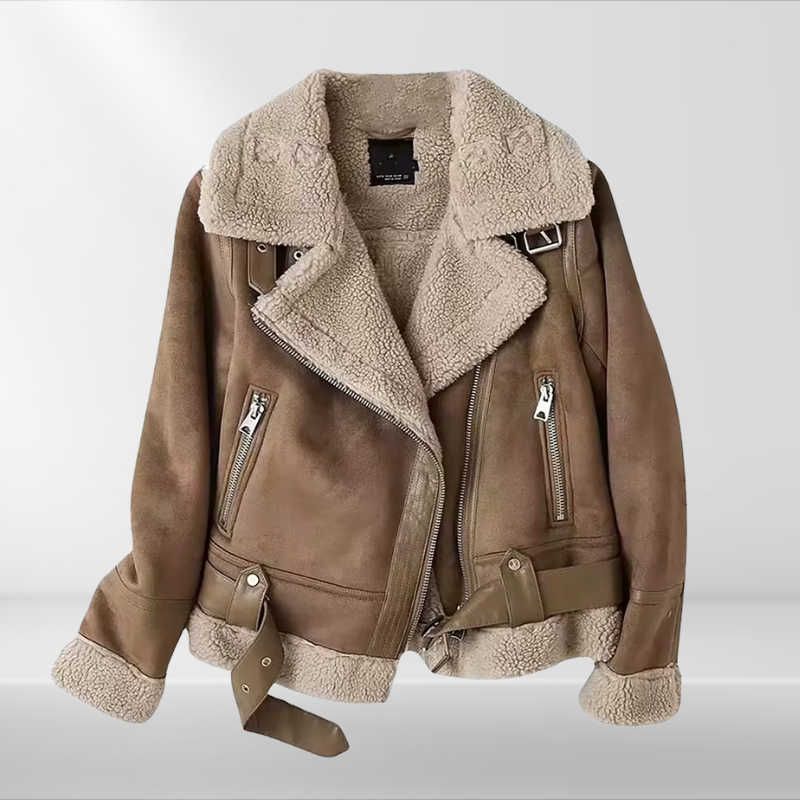 Damen Fleece Jacke Warm Sherpa Bomber