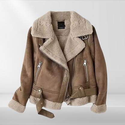 Damen Fleece Jacke Warm Sherpa Bomber