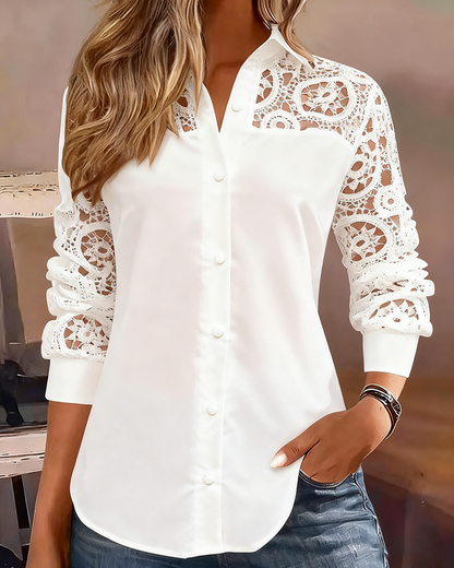 Elegante Kleid Damen Uni Spitze Patchwork
