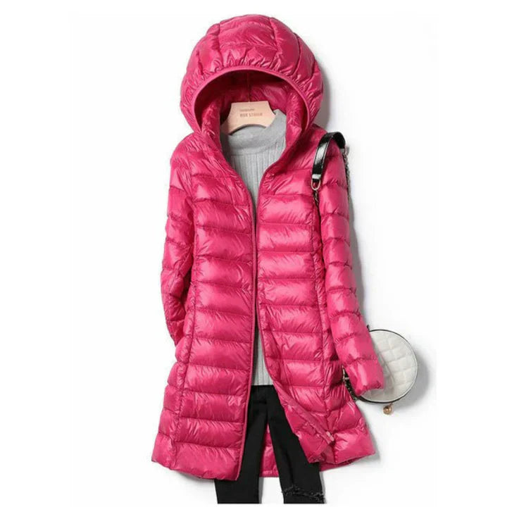 Lange Damenwinterjacke Warm mit Kapuze