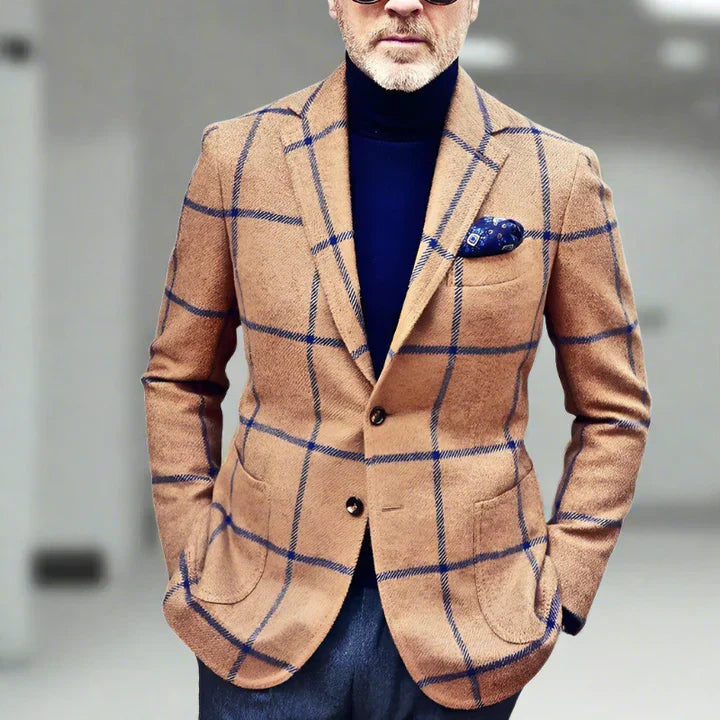 Herren Blazer Karo Muster Elegant Modern
