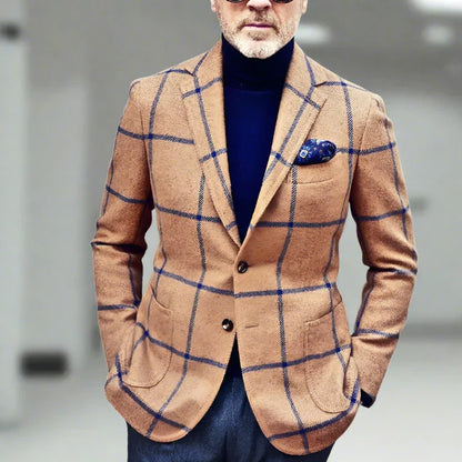Herren Blazer Karo Muster Elegant Modern