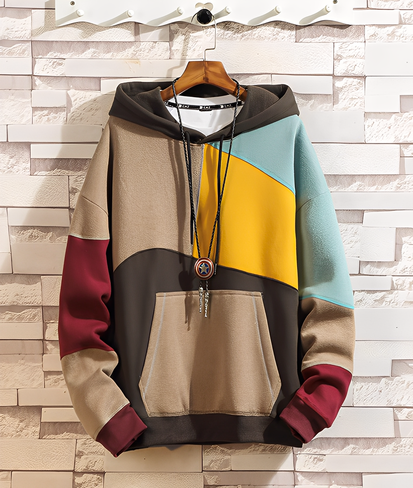 Farbenfrohe Hoodie Herren Casual