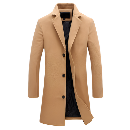 Eleganter Herren Wintermantel Wolle Schwarz - IdealeKleiden