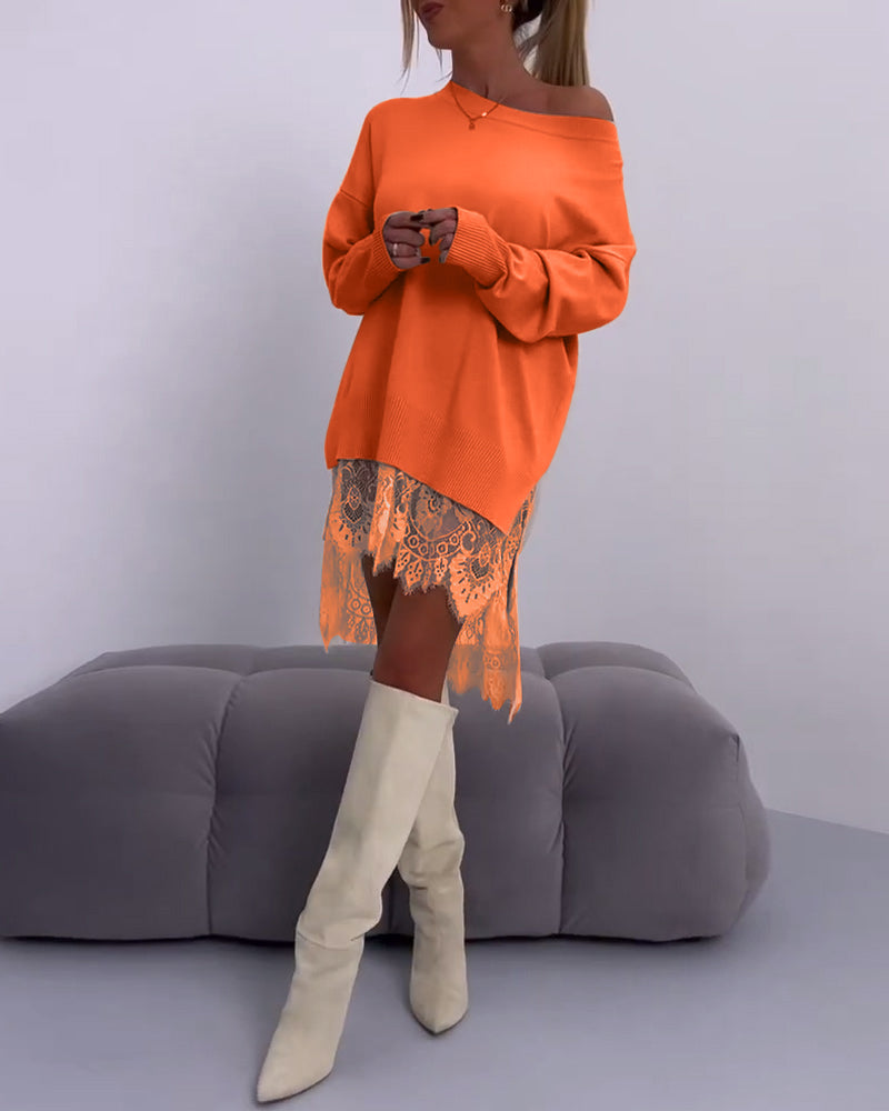 Eleganter Schulterfreier Pullover Slim Fit