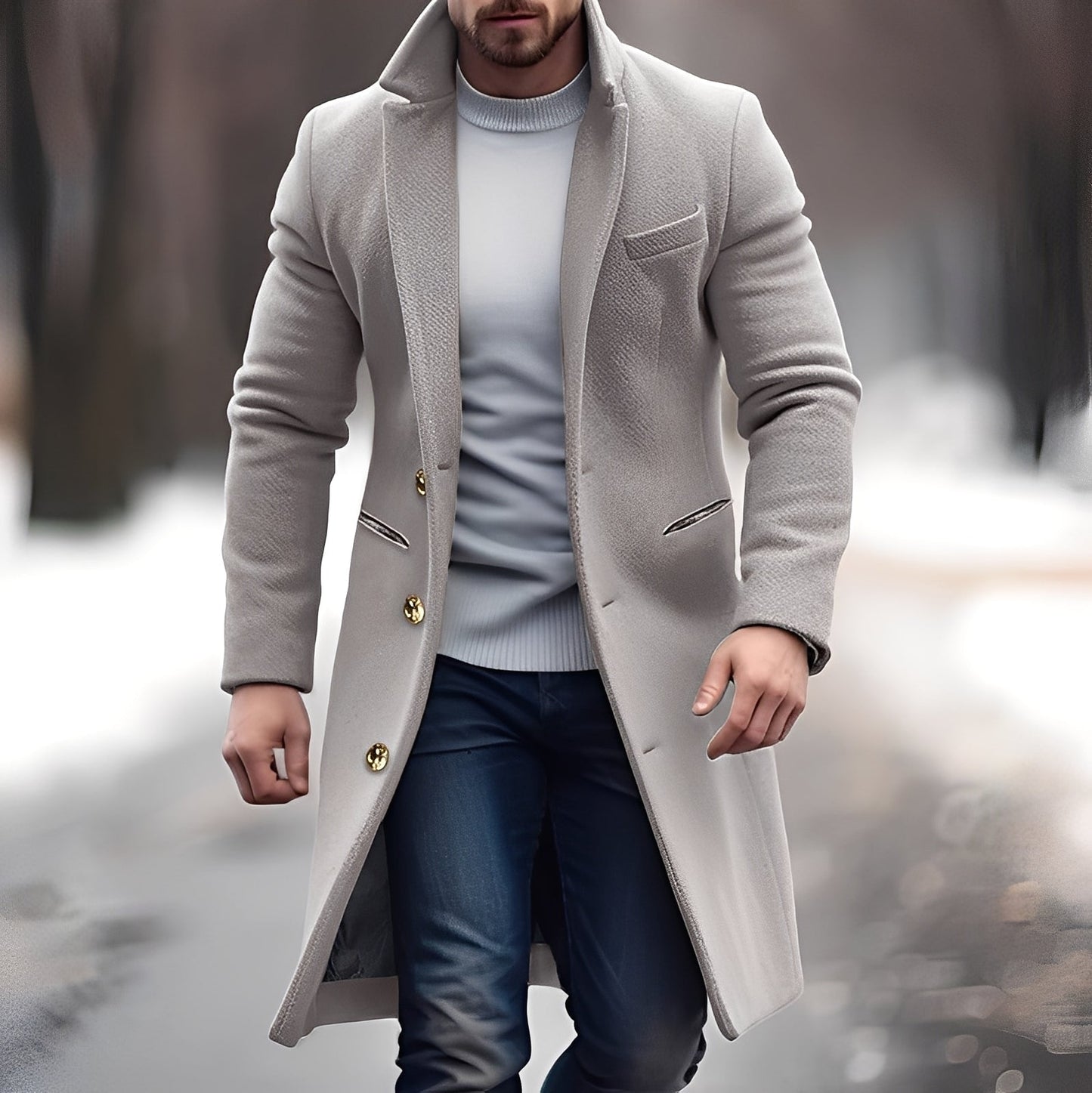Herren Wollmantel Elegant Mittellang
