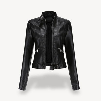 Mode Lederjacke Frauen Biker Style - IdealeKleiden