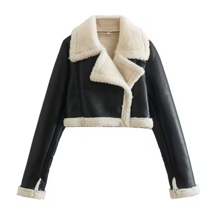 Stylische Lederjacke Damen Kurz - IdealeKleiden
