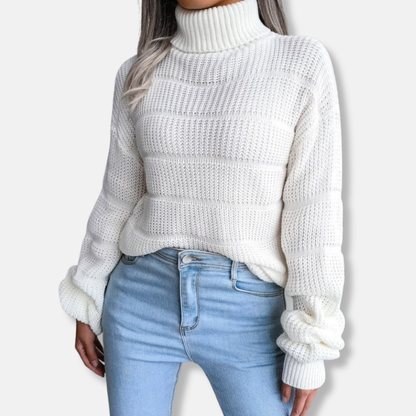 Weiche Rollkragenpullover Gerippte Optik Lockere Passform
