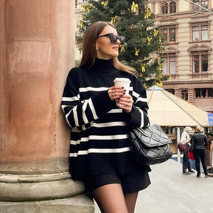 Weite Strickpullover Oversized Soft Gemustert