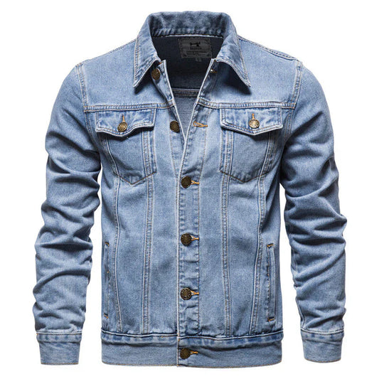 Herren Truckerjacke Klassisch Blau Denim - IdealeKleiden