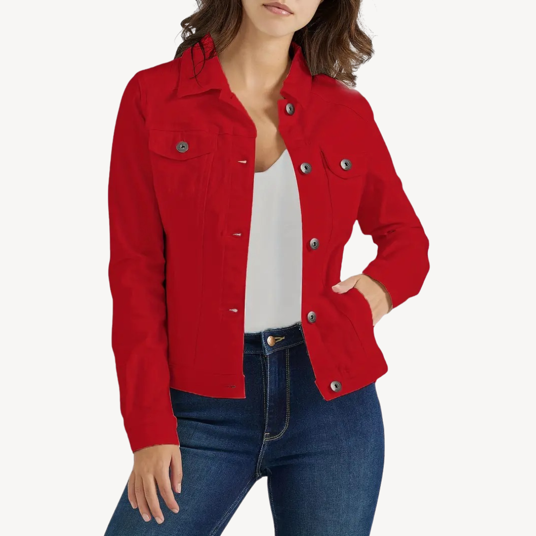 Rote Denim-Jacke Damen SlimFit