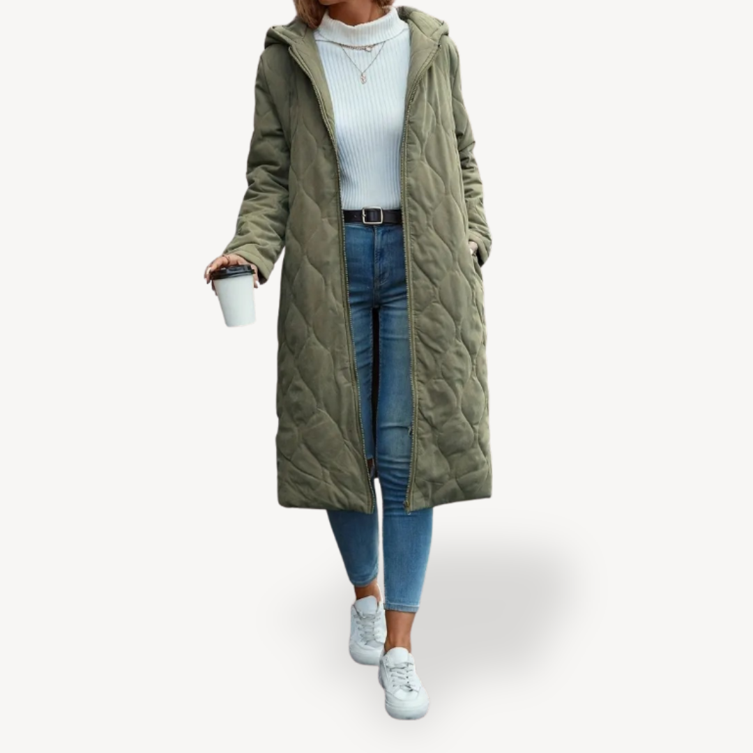 Damen Wintermantel Grüner Steppanorak Elegant