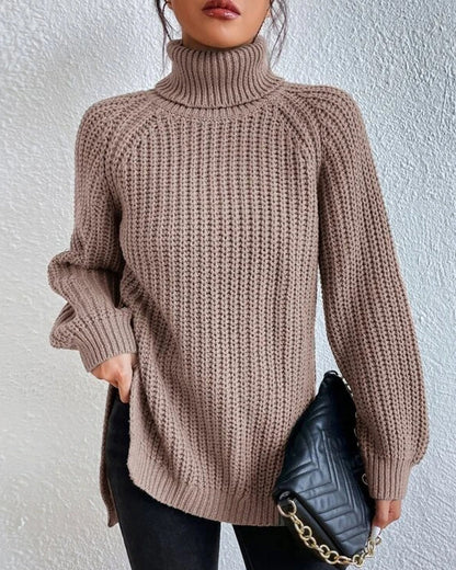 Damen Pullover Herbst Rollkragen Großzügig