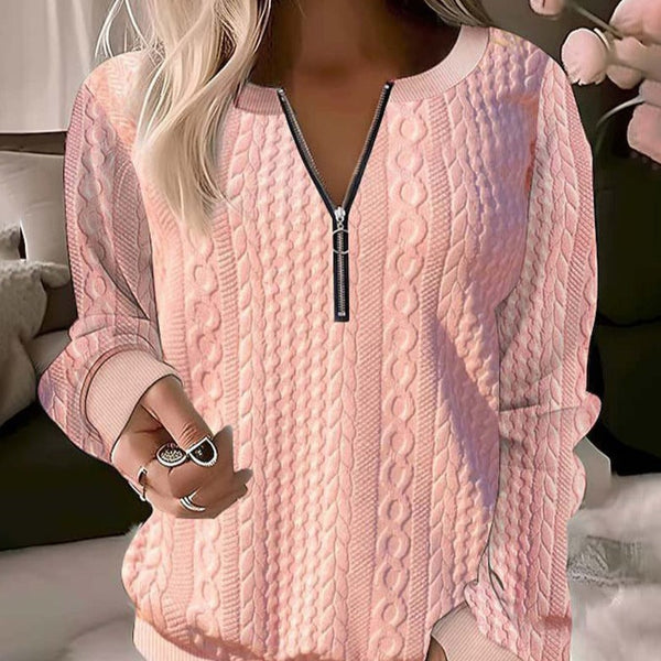 Lässiger Strickpullover Mit Halbzippverschluss - IdealeKleiden